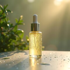 Wall Mural - Nature's Elegance Premium Serum Dropper Bottle on Minimalist Background