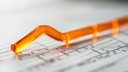 Aufkleber - Orange plastic arrow pointing down on a financial chart, illustrating market downturn or decline.