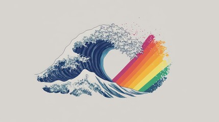 Poster - Abstract wave design with vibrant rainbow splash.
