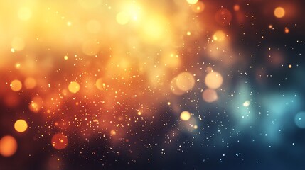 Poster - Abstract festive orange blue bokeh lights creating magical christmas background
