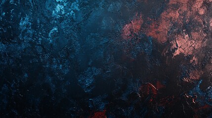 Poster - Dark grunge textured wall with blue and red shades creating dramatic background