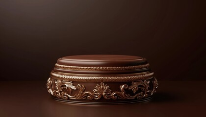 Poster - Luxurious Brown Pedestal: Ideal Classic Podium For Perfume, Cosmetic, And Product Presentation - High-Quality Rendering Required