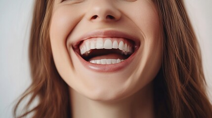 Close-up of a young woman's bright, healthy smile.