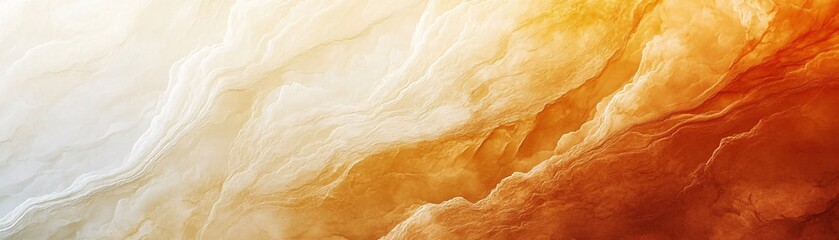 Poster - Horizontal banner featuring flowing orange and white marble texture