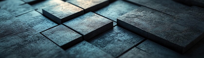 Aufkleber - Abstract dark cubes forming a complex textured surface