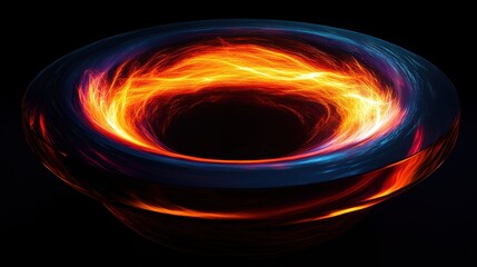 Poster - A mesmerizing abstract image featuring a glowing vortex of fiery colors against a dark backdrop.