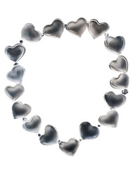 Poster - Silver metallic heart frame with frosted texture for Valentine's Day. Transparent background, png image