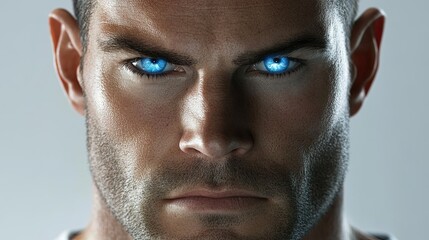 Poster - Close-up portrait of a futuristic robot avatar, isolated on a transparent white background