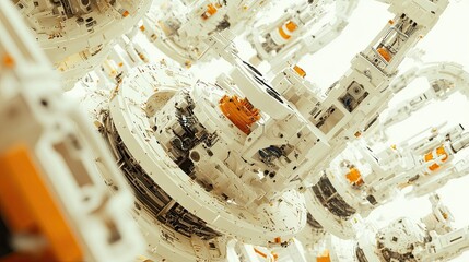 Poster - In a futuristic factory, a white robot arm embodies abstract 3D production innovation