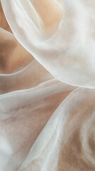 Aufkleber - Elegant white transparent silk fabric flowing over gold background