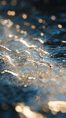 Aufkleber - Golden light reflecting and flowing on water surface