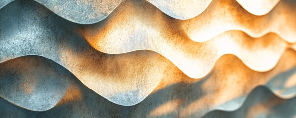 Poster - Abstract backlit wavy textured wall creating a pattern of light and shadow