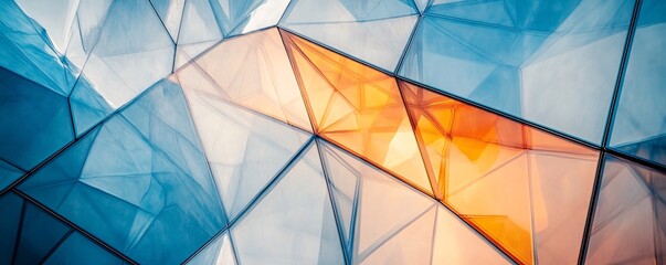 Aufkleber - modern glass building exterior reflecting blue and orange light