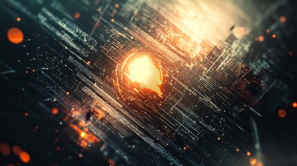 Fototapete - Artificial intelligence processing data in futuristic cyberspace environment