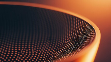Fototapete - Abstract orange and black metallic grid creating concentric circles with warm lighting