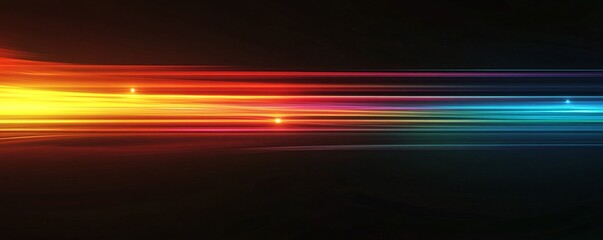 Poster - Colorful light trails streaking across dark background