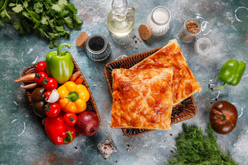 Wall Mural - Georgian traditional khachapuri with cheese.