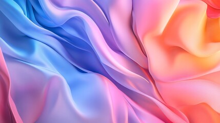 Poster - Pastel colored silk fabric flowing and forming elegant waves