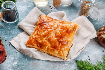 Wall Mural - Georgian traditional khachapuri with cheese.