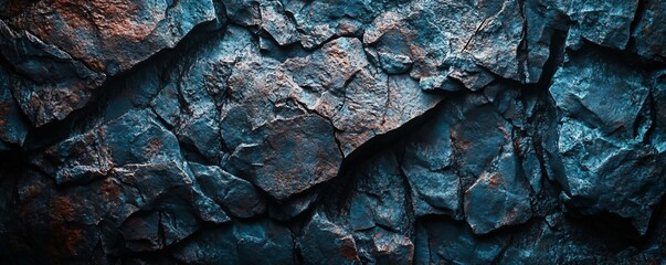 Poster - Dark rock face texture creating dramatic natural background