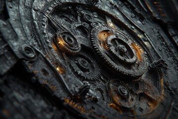Poster - Intricate close-up of a vintage mechanical gear system showcasing detailed craftsmanship and textures.