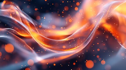 Poster - Abstract orange particles flowing on dark background