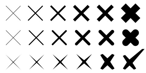 Poster - cross mark icons set button close wrong buttons red cross vector illustration