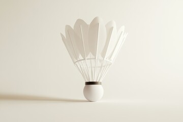 Poster - A minimalistic white shuttlecock against a light backdrop, emphasizing its elegant design and shape.