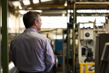 Aufkleber - Man observes machinery in an industrial facility