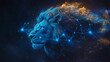© Thiago - A celestial lion constellation guards the night sky, connect blue dot into a form of lion. Stormlit. Illustration