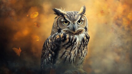 A large owl on abstract background