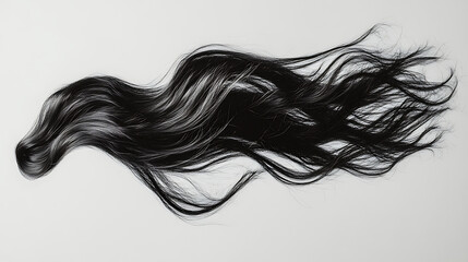 hair close-up isolated on white background showing realistic floating strands for hairstyles and bea