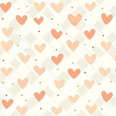 Aufkleber - Checkered background adorned with a seamless monochrome pattern of hearts. Contemporary retro illustration for decorative purposes. Chic modern print reminiscent of the 60s and 70s