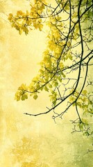 Poster - Golden hues of butter yellow blend seamlessly with delicate green leaves, creating a tranquil atmosphere under the gentle caress of sunlight during a calm afternoon. Nature's canvas radiates peace