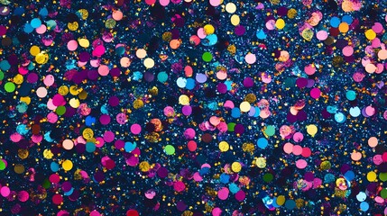 Poster - A vibrant mix of colorful confetti scattered on a dark background, creating a festive and lively atmosphere.