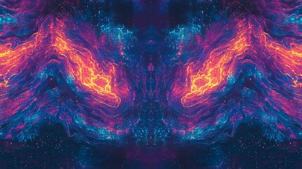 Poster - A vibrant cosmic scene showcasing swirling colors of purple, blue, and fiery orange, evoking a sense of wonder and mystery.