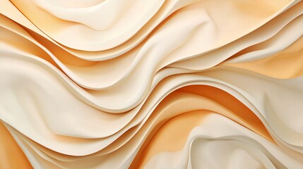 Poster - Soft undulating fabric waves in warm cream and orange tones create a calming atmosphere.