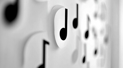 Poster - Minimalist Black Musical Notes on a Clean White Sheet Create a Soothing and Artistic Atmosphere