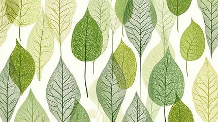 Poster - Stunning Design of Overlapping Green Leaves on a Clean White Backdrop