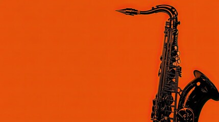 Poster - Silhouette of a Saxophone Highlights Its Elegance Against a Gold Backdrop