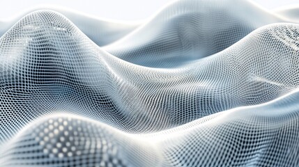Aufkleber - A serene abstract representation of dynamic waves in a 3D mesh, creating an elegant interplay of light and shadow.