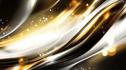 Aufkleber - Abstract wave of gold and silver hues creating a luxurious, dynamic effect.