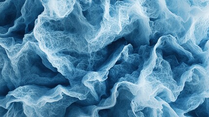 Aufkleber - Abstract blue and white textured fabric resembling flowing waves.