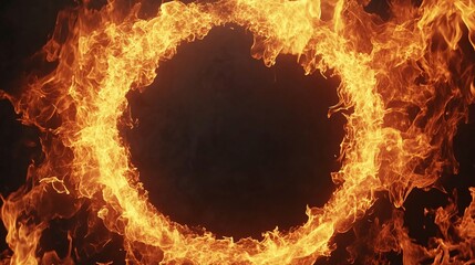 Aufkleber - A mesmerizing circle of fiery flames creating a dramatic display against a dark background.