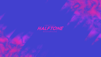 Poster - Abstract vector torn monochrome halftone background. Scrathed dotted texture element. Diagonal composition