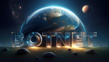 Poster - Stunning Glass Letters 'BOTNET' Against Cosmic Backdrop