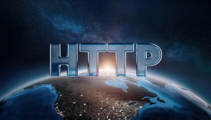 Poster - Glass Letters 'HTTP' Floating Above Earth in Space