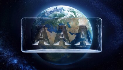 Poster - Ice Glass AAA Letters Against Earth in Space Background