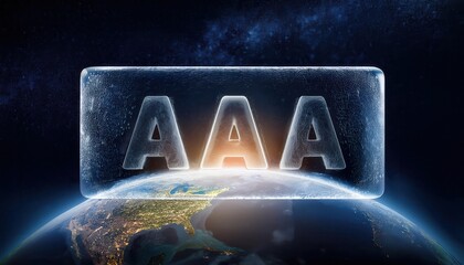 Poster - Ice Glass AAA Letters on Earth Against Stunning Space Background