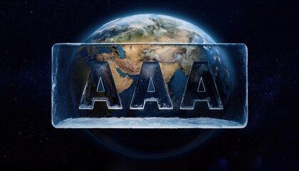 Poster - Ice Glass AAA Letters Floating Above Earth in Cosmic Space